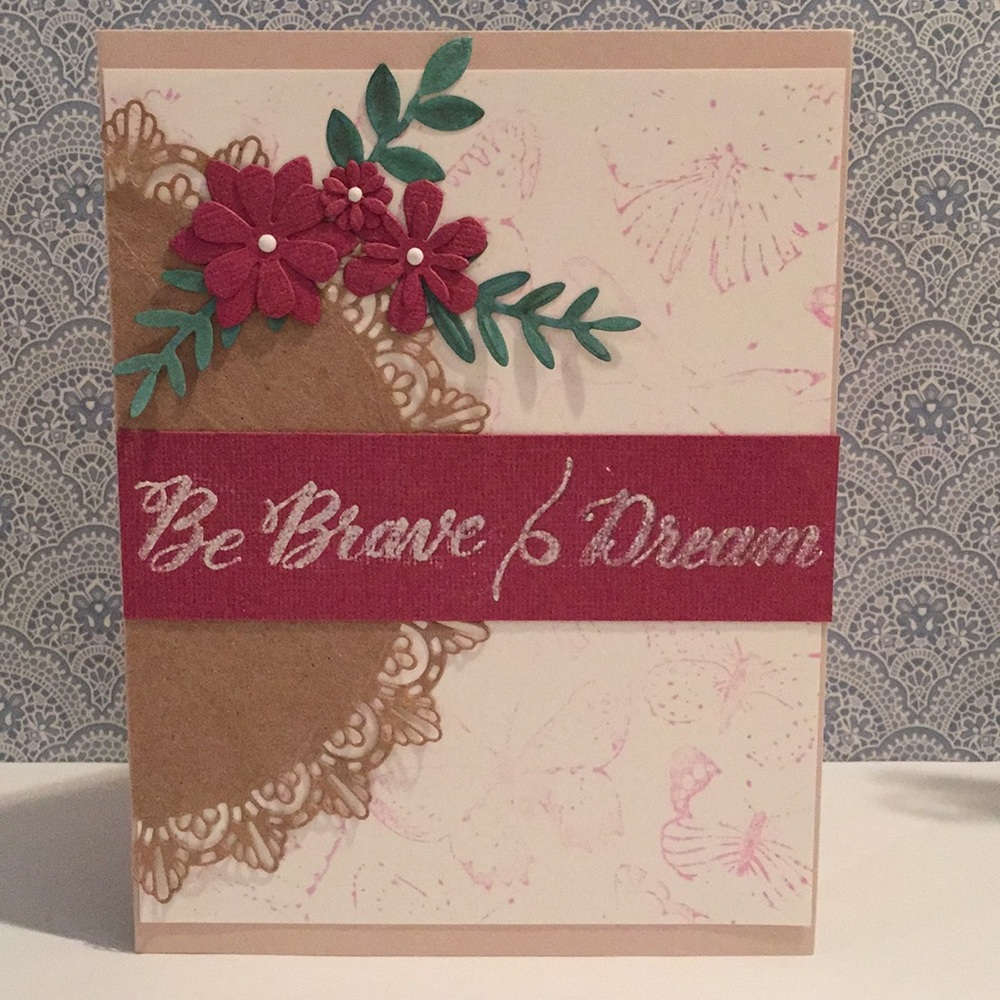 NEW Handmade Card Be Brave & Dream Butterfly Floral